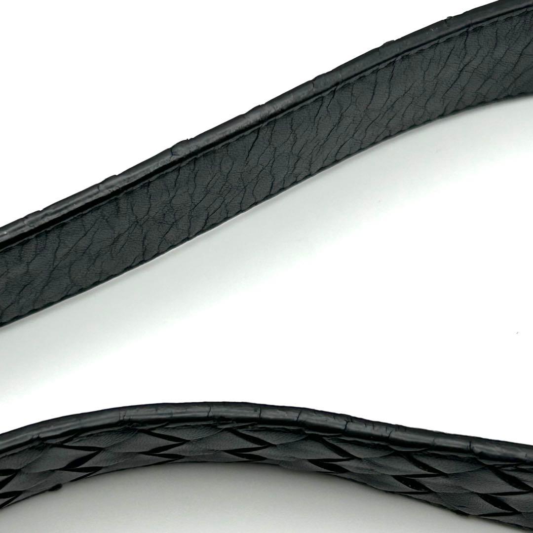 BOTTEGA VENETA ブラック 編み込み レザーベルト BALLY