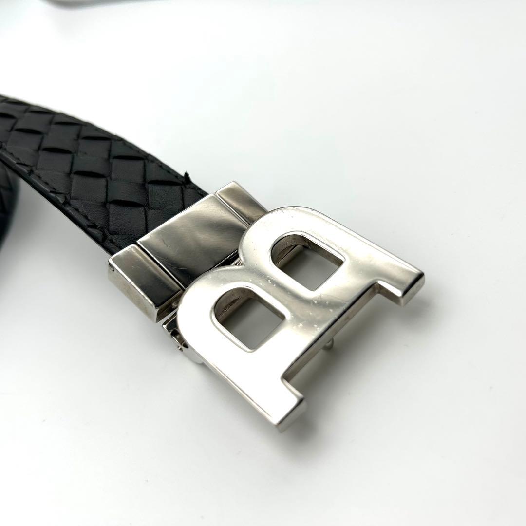 BOTTEGA VENETA ブラック 編み込み レザーベルト BALLY