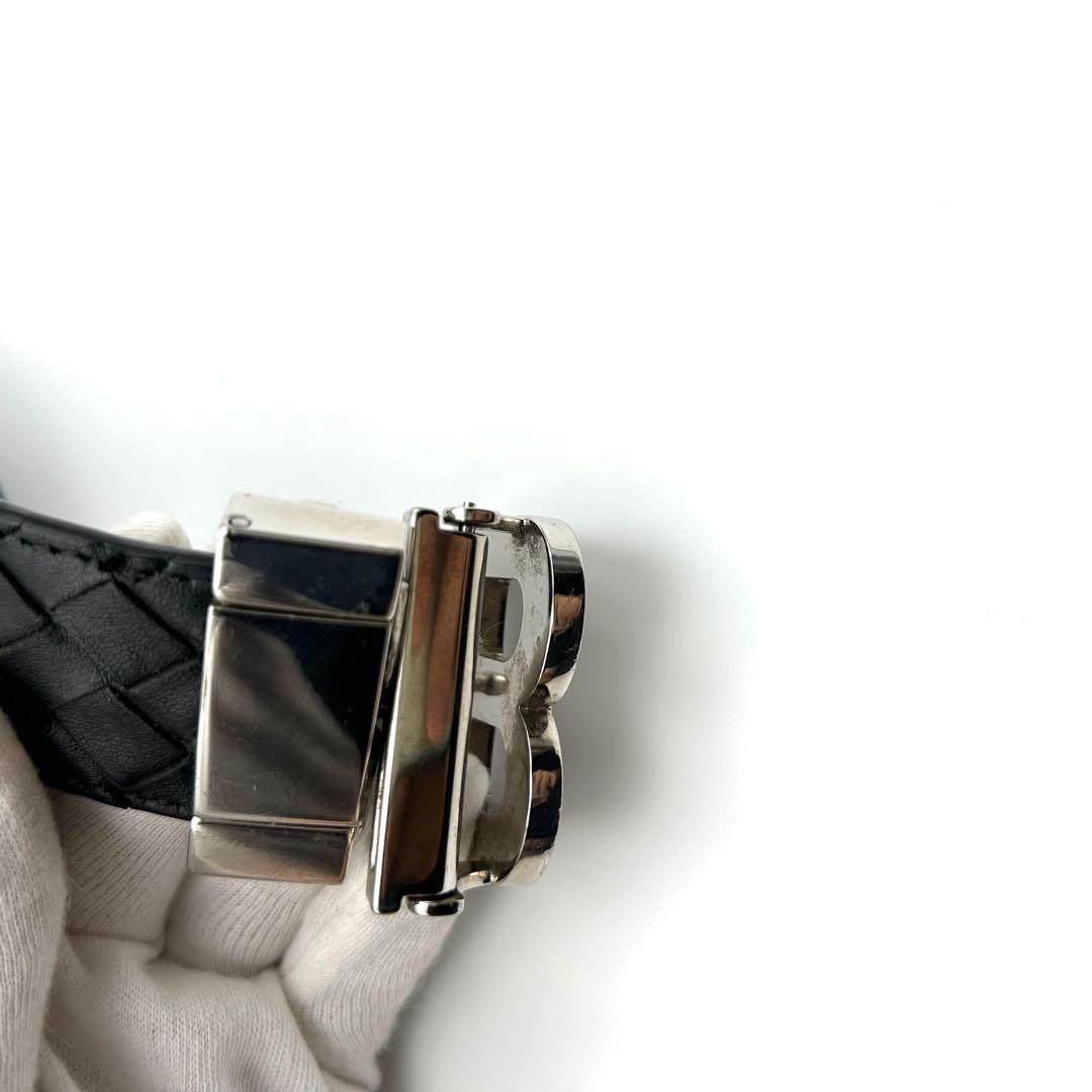 BOTTEGA VENETA ブラック 編み込み レザーベルト BALLY