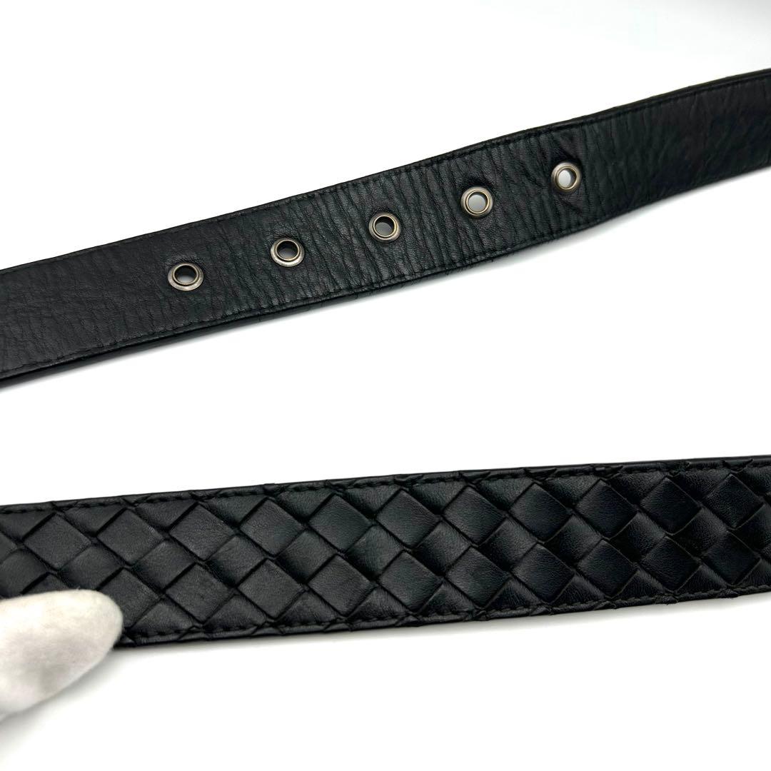 BOTTEGA VENETA ブラック 編み込み レザーベルト BALLY