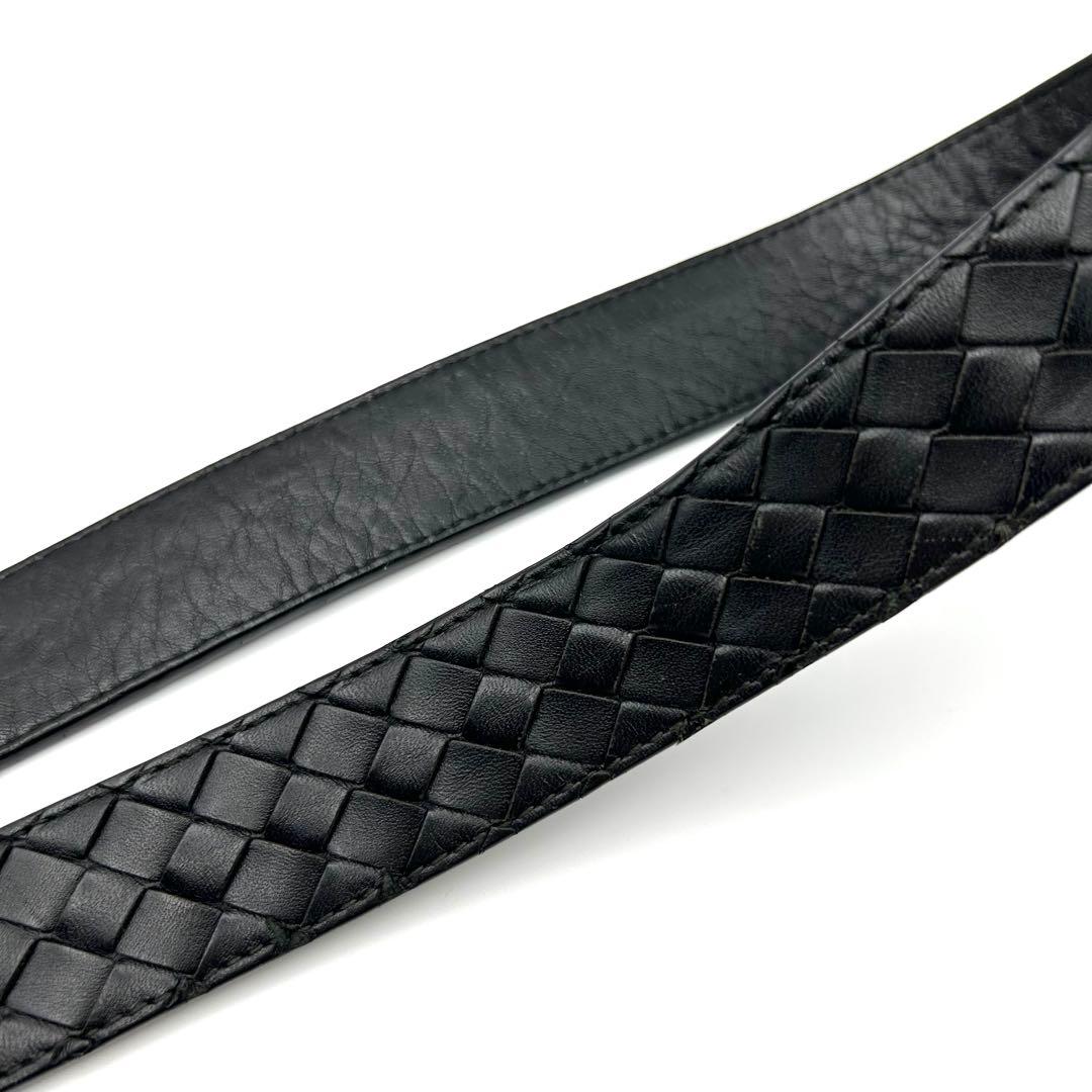 BOTTEGA VENETA ブラック 編み込み レザーベルト BALLY