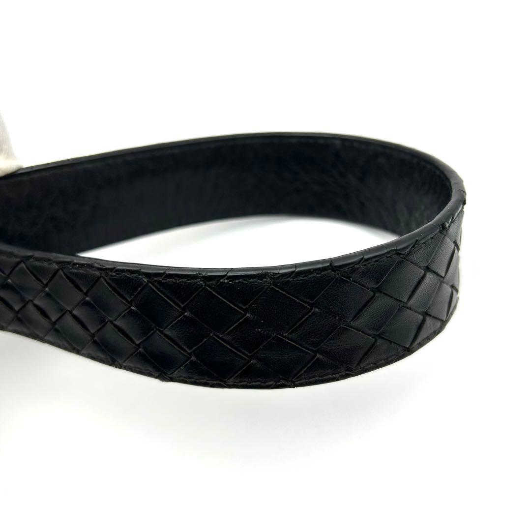 BOTTEGA VENETA ブラック 編み込み レザーベルト BALLY
