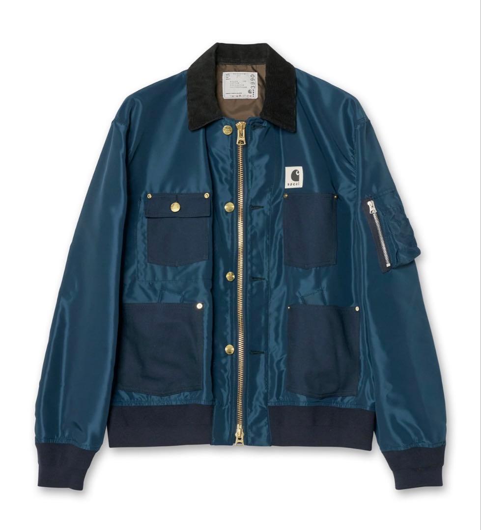 sacai x carharttナイロンツイルダックブルゾンブルー3 新品未使用