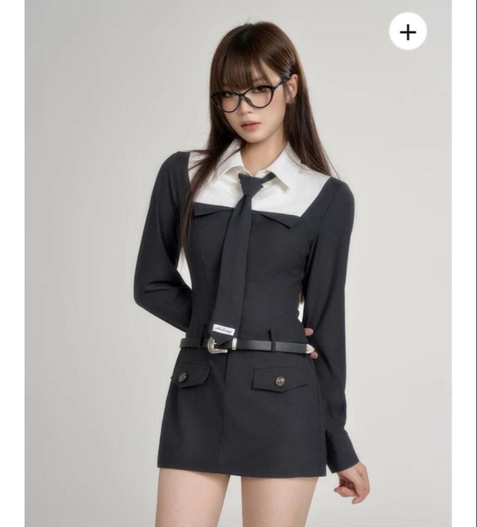 ワンピース andwang School tie shirt suit onepiece