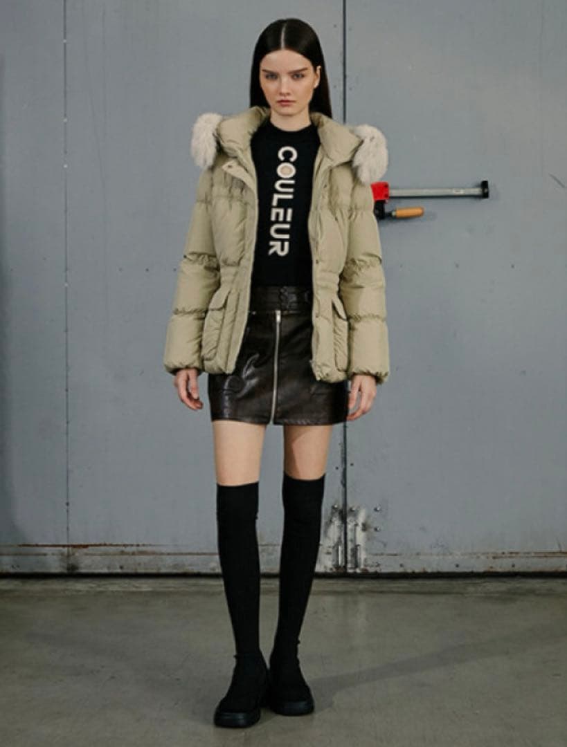 EGOIST リアルファー　ベルト付き　ダウンジャケット　ブラック