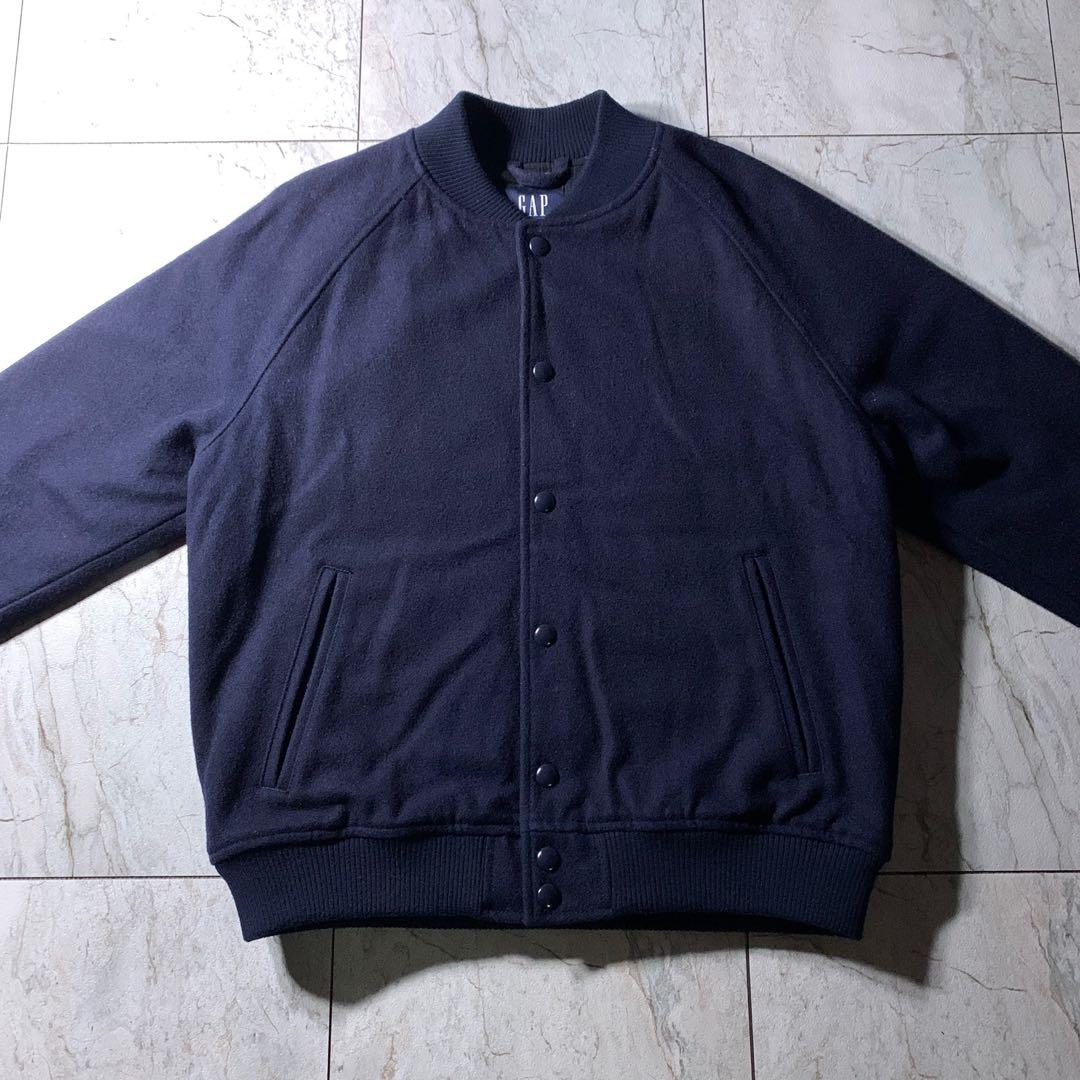 00s〜 OLD GAP メルトンウール 短丈 スタジャン ネイビー 無地 M