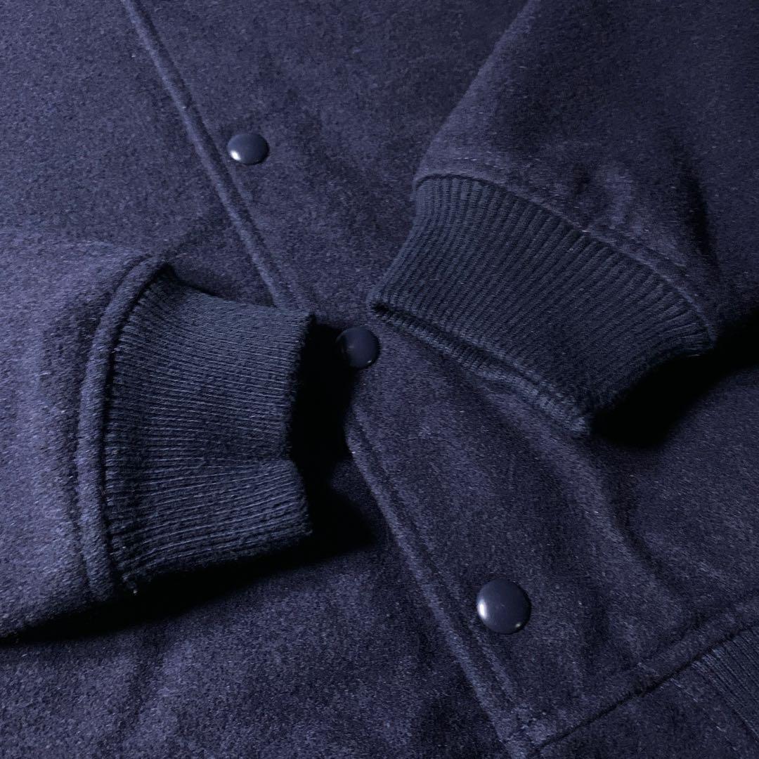 00s〜 OLD GAP メルトンウール 短丈 スタジャン ネイビー 無地 M
