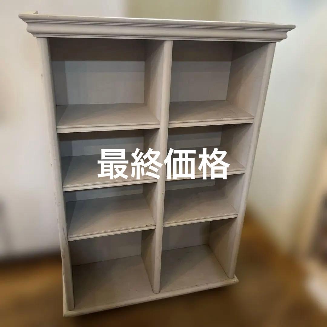 英国ビンテージシャビーグレーホワイトシェルフ