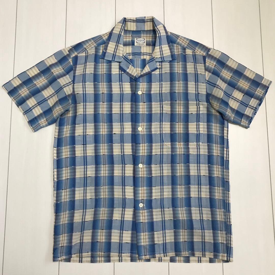 60'sビンテージ古着！アメリカ製 PILGRIM オンブレチェック 半袖シャツ