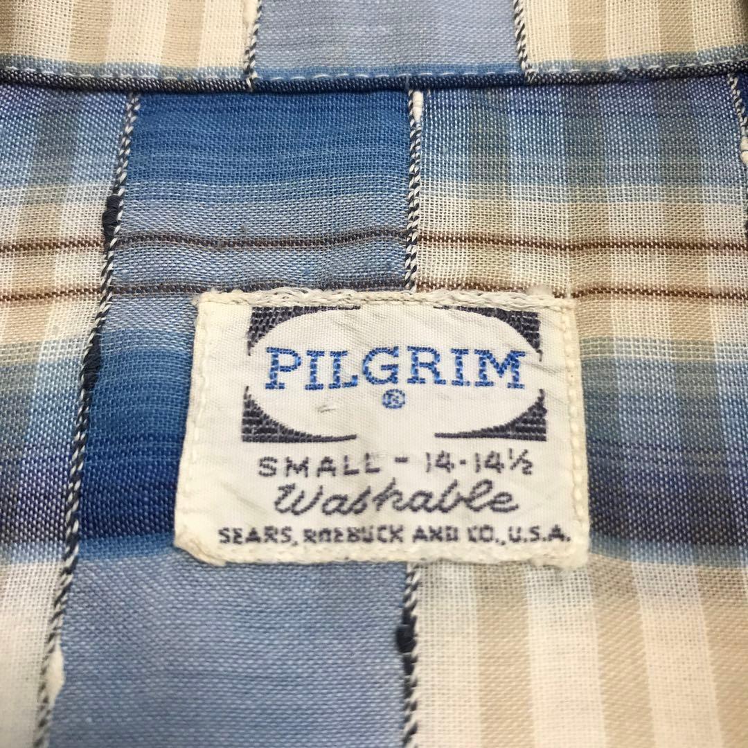 60'sビンテージ古着！アメリカ製 PILGRIM オンブレチェック 半袖シャツ