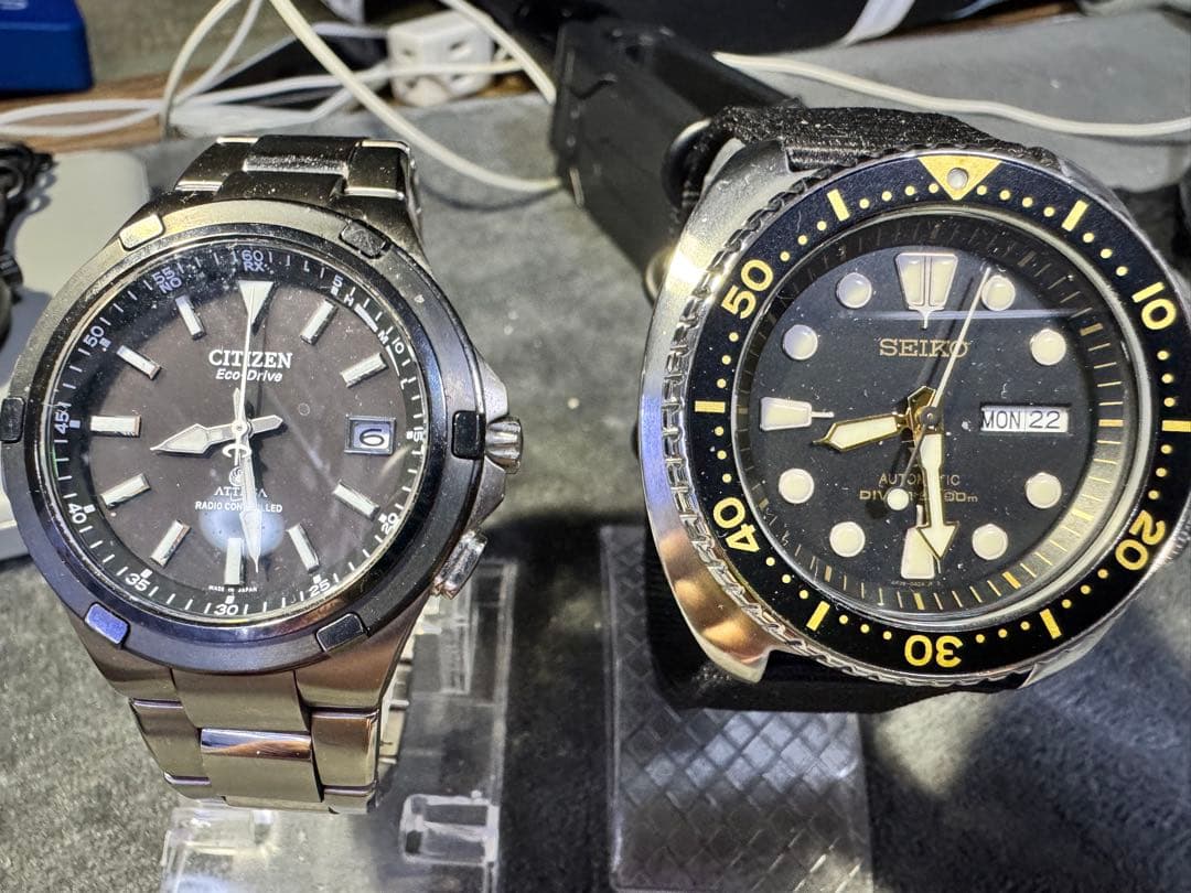 美品稼動品SEIKOタートルダイバーズブラック200m ステンレスベルト付き