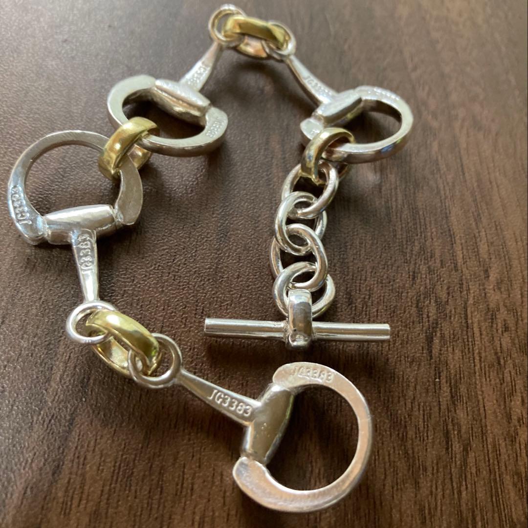 270真鍮シルバー925コンビホースビットブレスレット