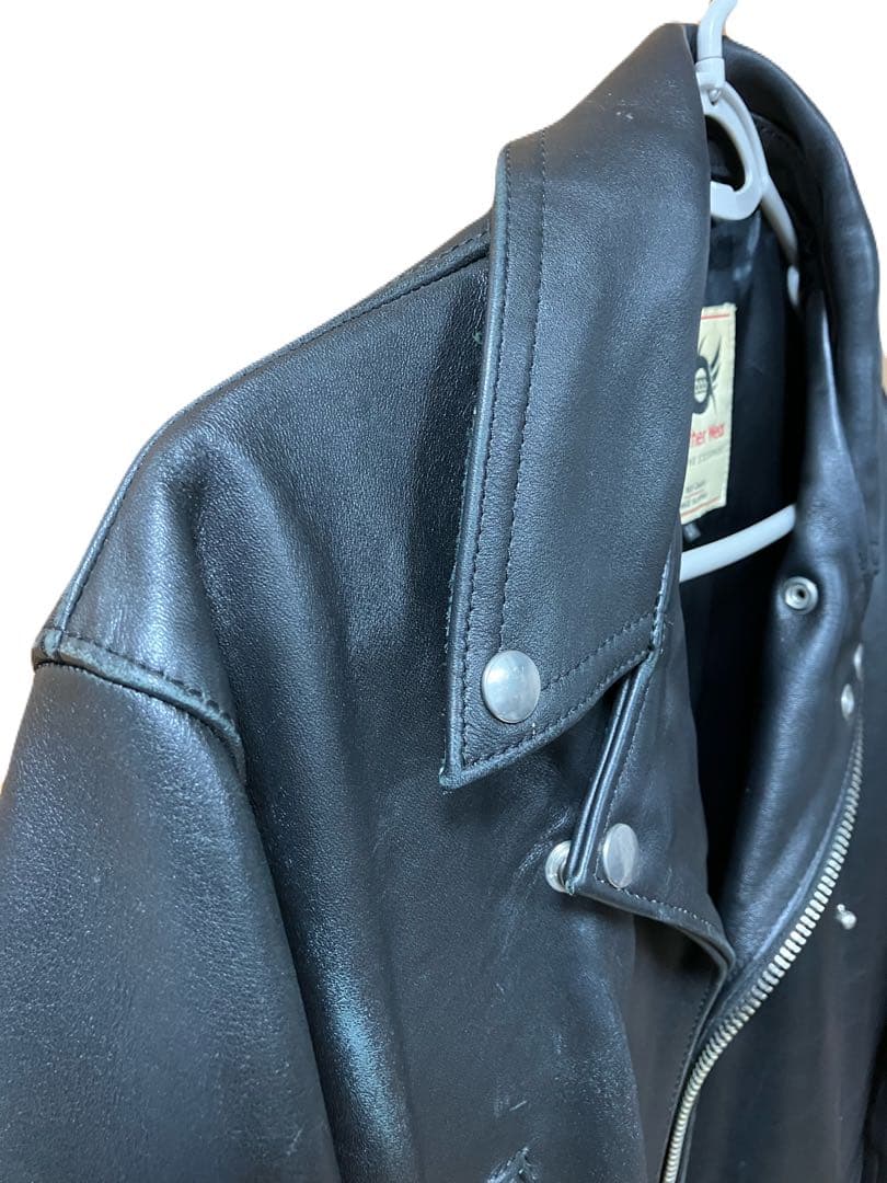 666 本革 ライダースジャケット ブラック 日本製 38 レザー