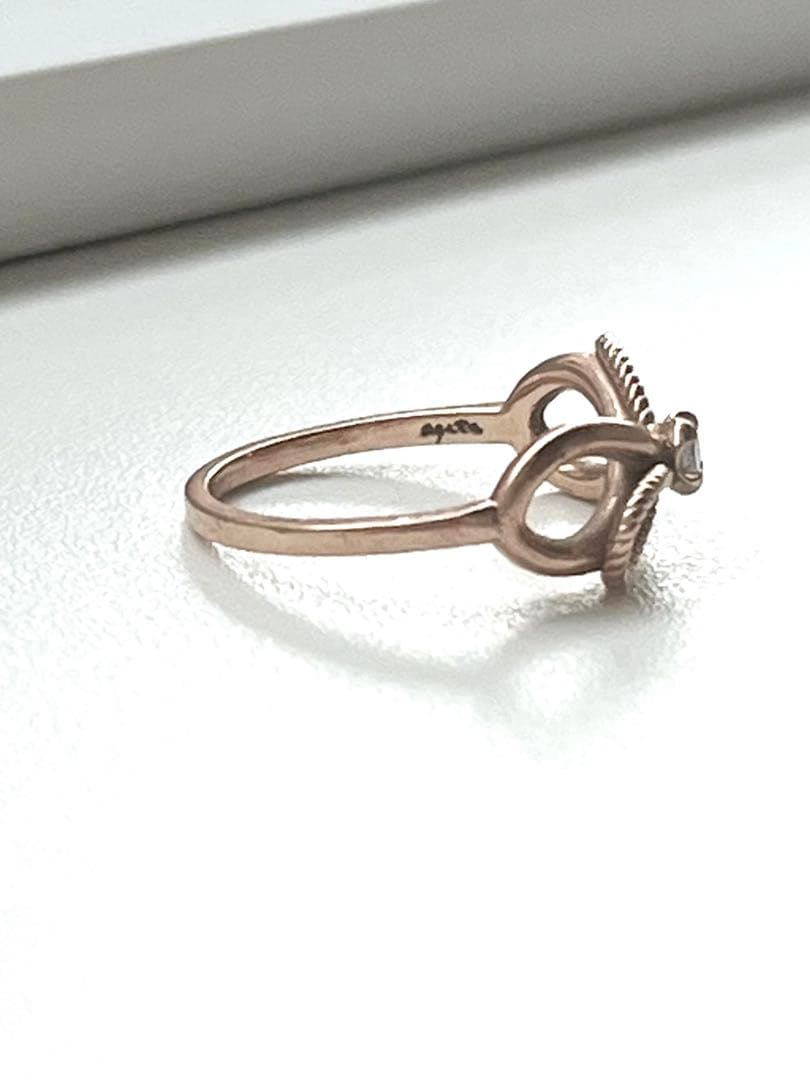 agete ピンキー リング リボン ダイヤモンド 1号 (K10PG)