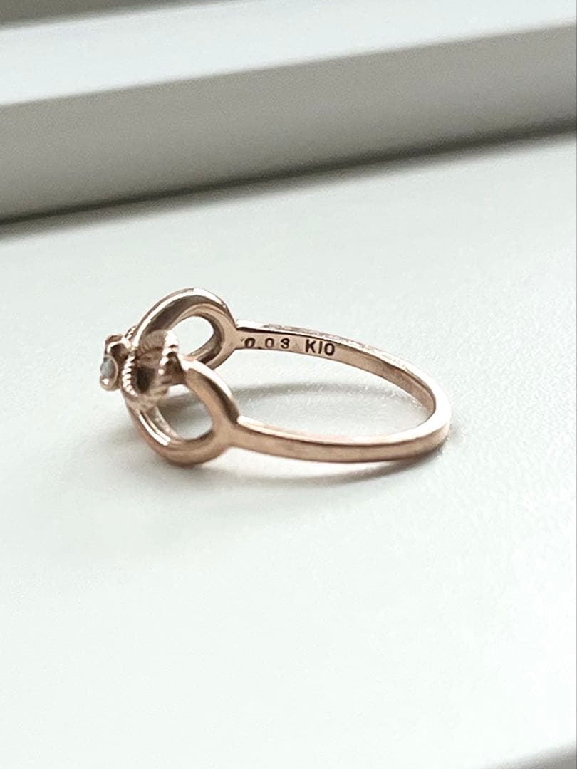 agete ピンキー リング リボン ダイヤモンド 1号 (K10PG)