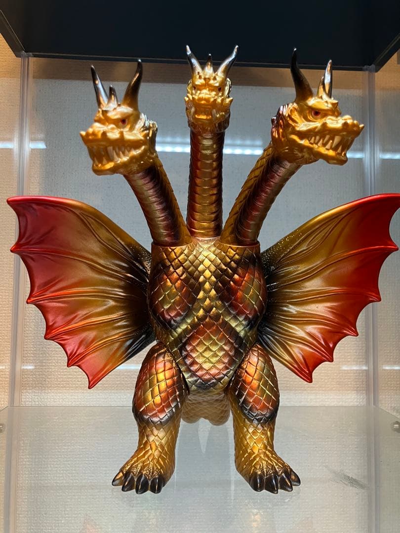 カスタムペイント　キングギドラ ソフビ　バーニングギドラ　ノーブランド　ゴールド