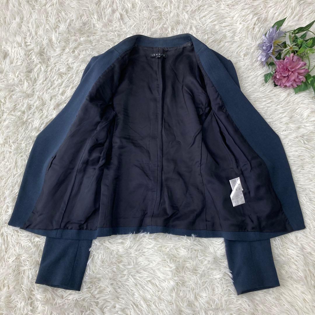 theory ノーカラージャケット パンツスーツ ネイビー セットアップ