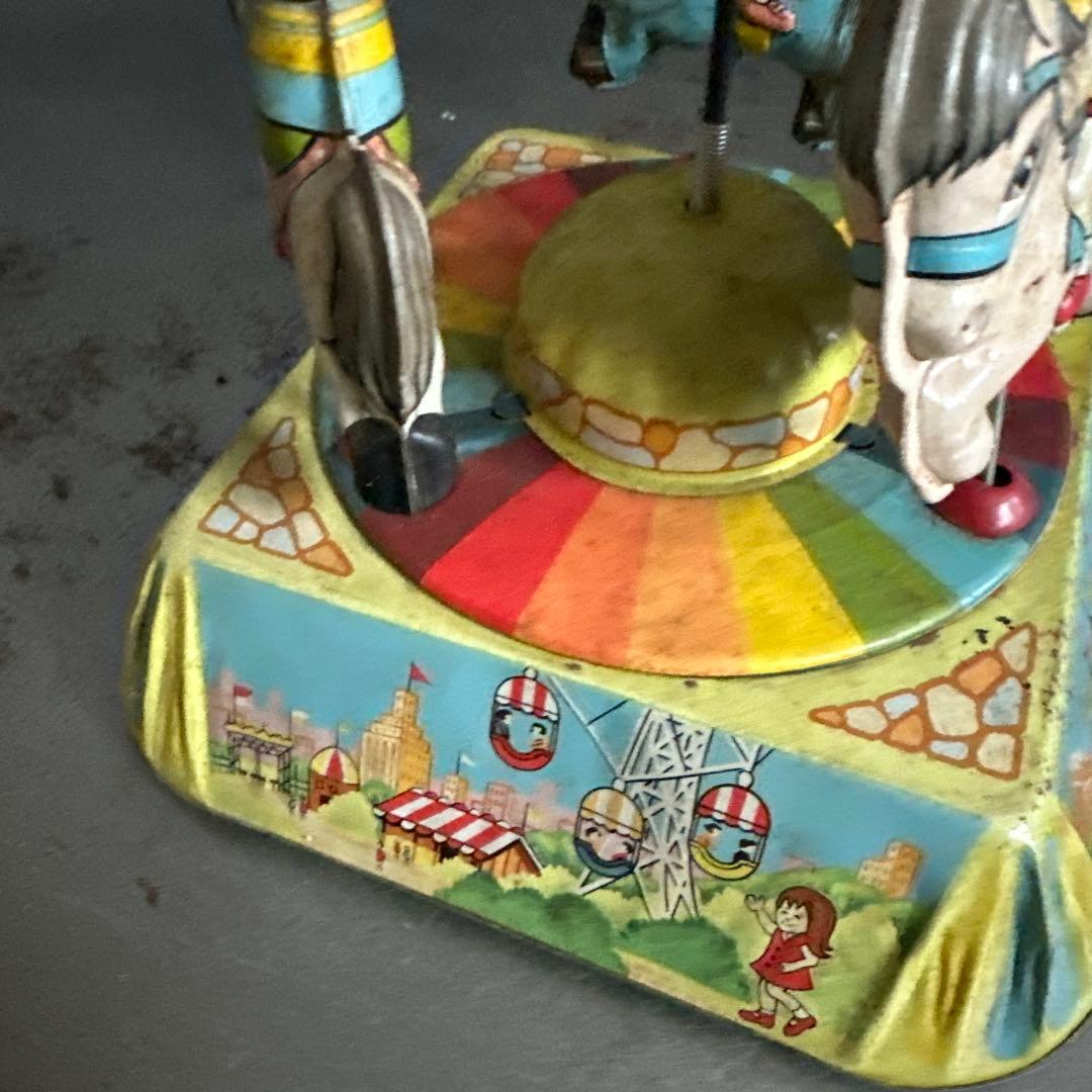 アンティーク ブリキメリーゴーランド カラフル