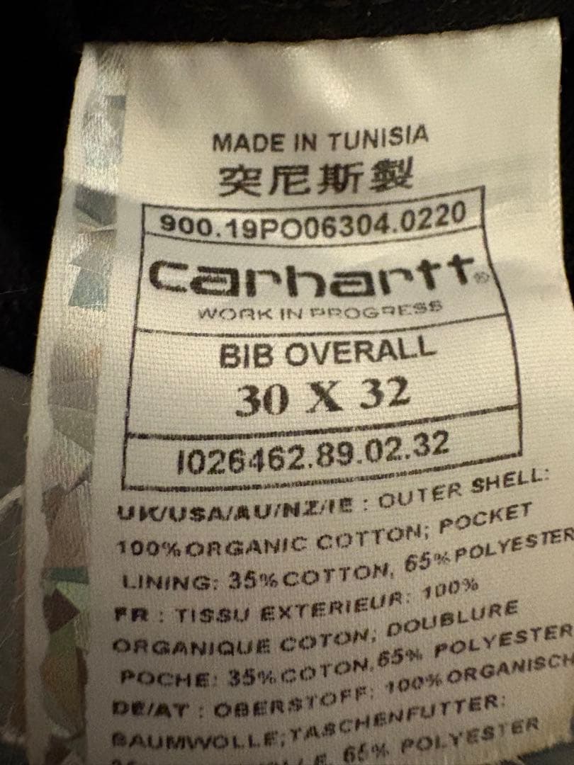 パンツ Carhartt BIB OVERALL 30 X 32 BLACK