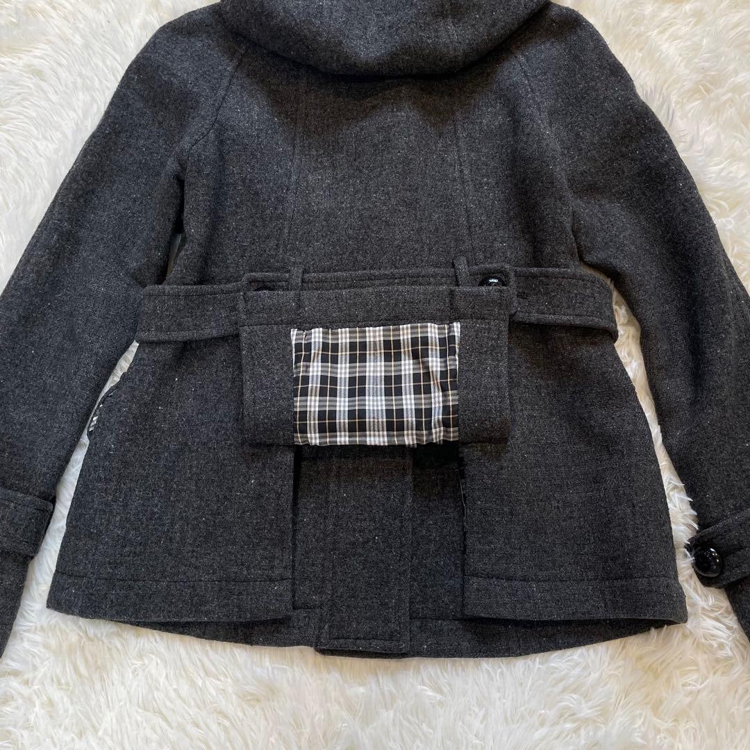 BURBERRY ブルー レーベル ノバチェック ダッフルコート ダークグレー