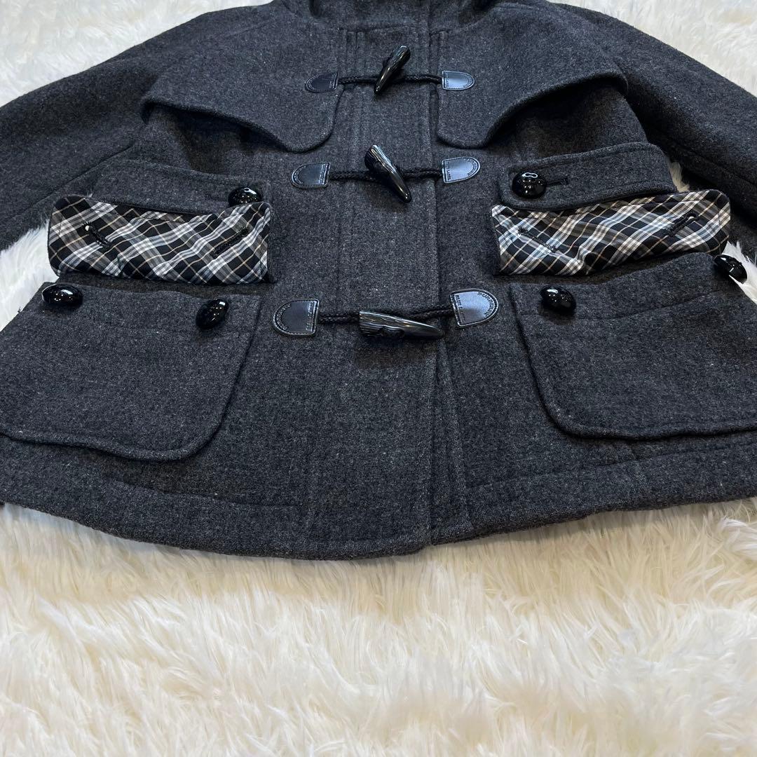 BURBERRY ブルー レーベル ノバチェック ダッフルコート ダークグレー