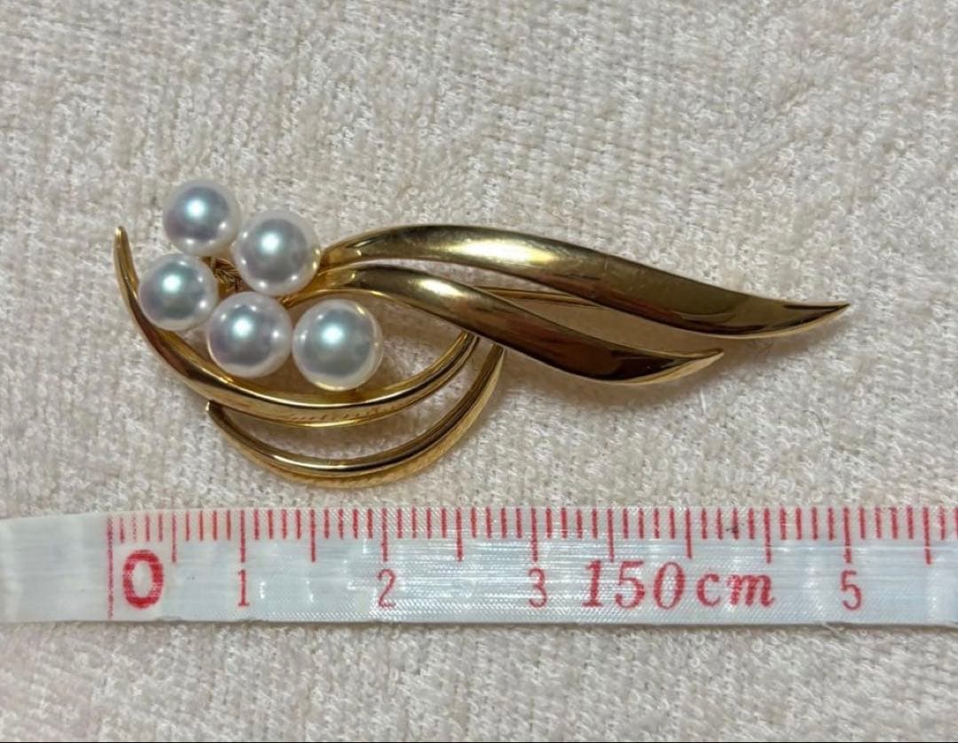 MIKIMOTO ミキモト アコヤ真珠 パール ブローチ K18 美品 正規品