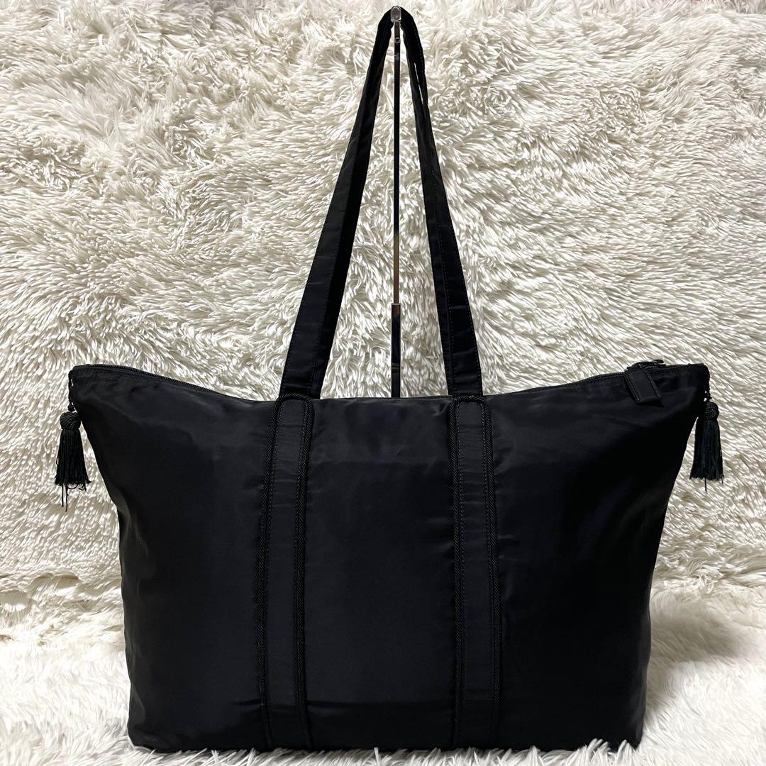 【美品】PRADA プラダ　ボストンバッグ　トート　ナイロン　刺繍　ブラック　黒