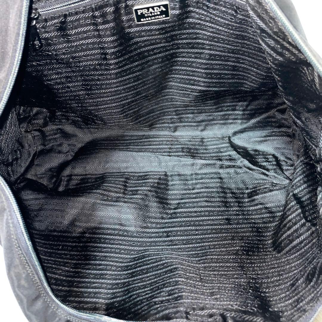 【美品】PRADA プラダ　ボストンバッグ　トート　ナイロン　刺繍　ブラック　黒
