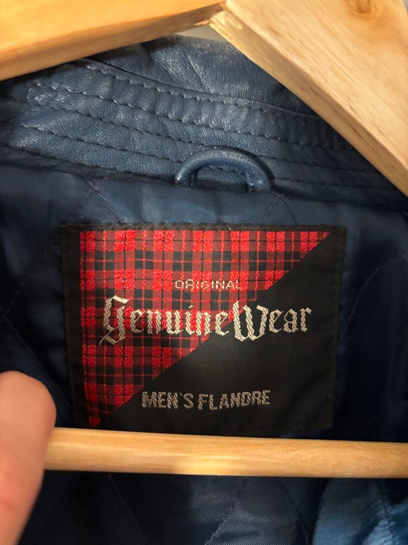 ネイビー レザー ジャケット　ブルー BLUE ミリタリー レザージャケット