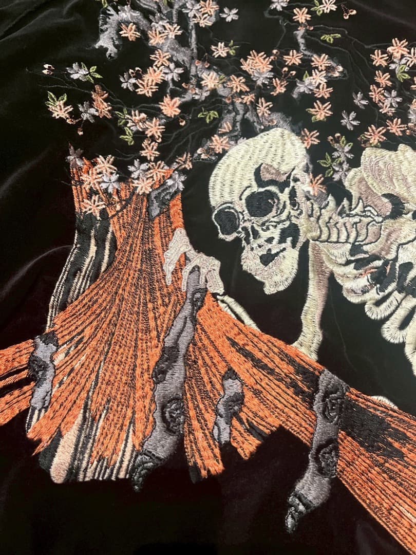 髑髏スカジャン 別珍 L スカル