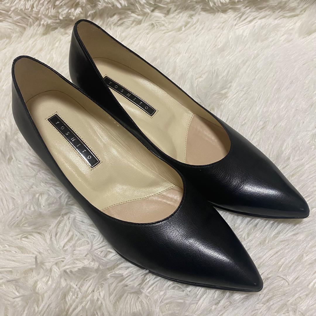 ✨美品✨YOSHITO レザーパンプス 24cm ポインテッドトゥ 黒　ブラック