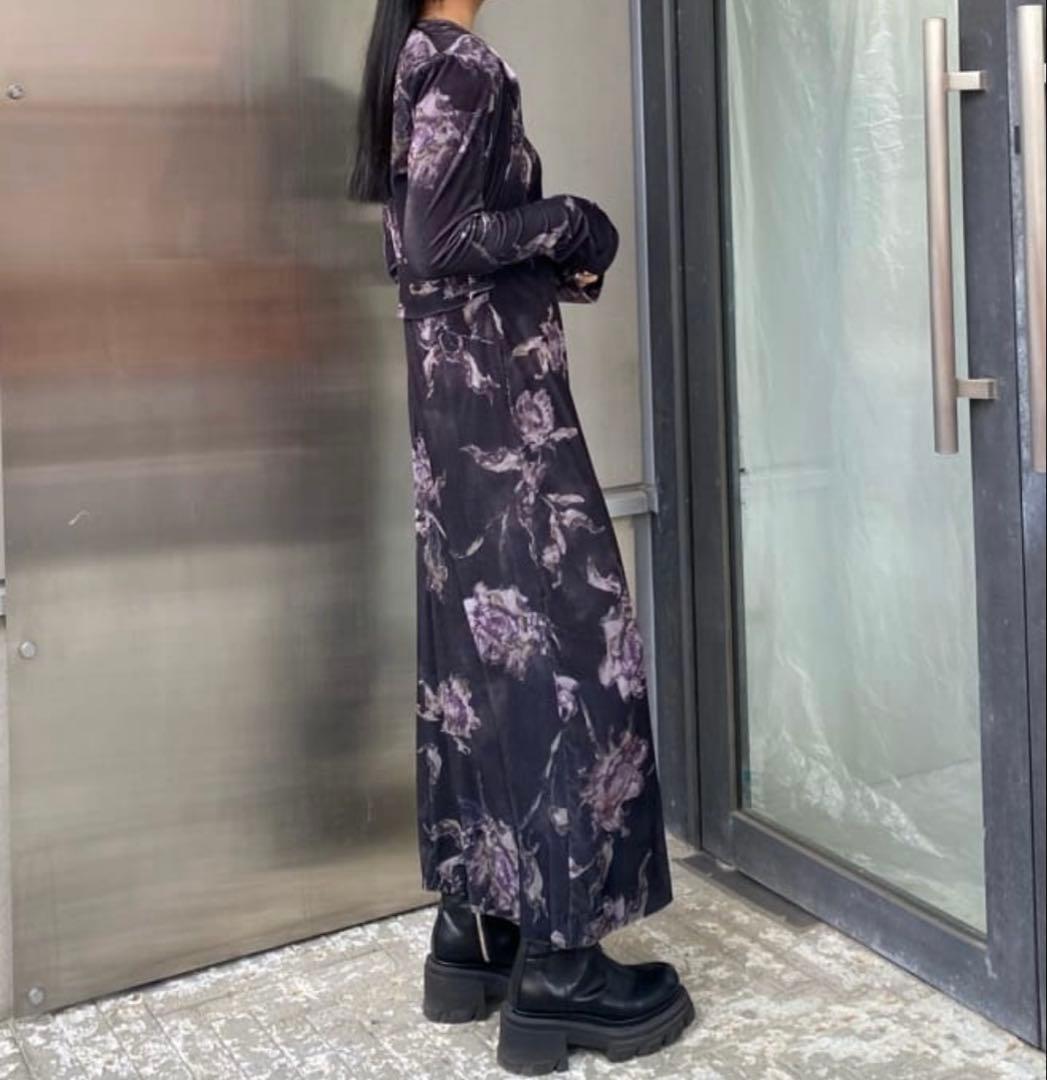 ワンピース DRY FLOWER VELOUR DRESS