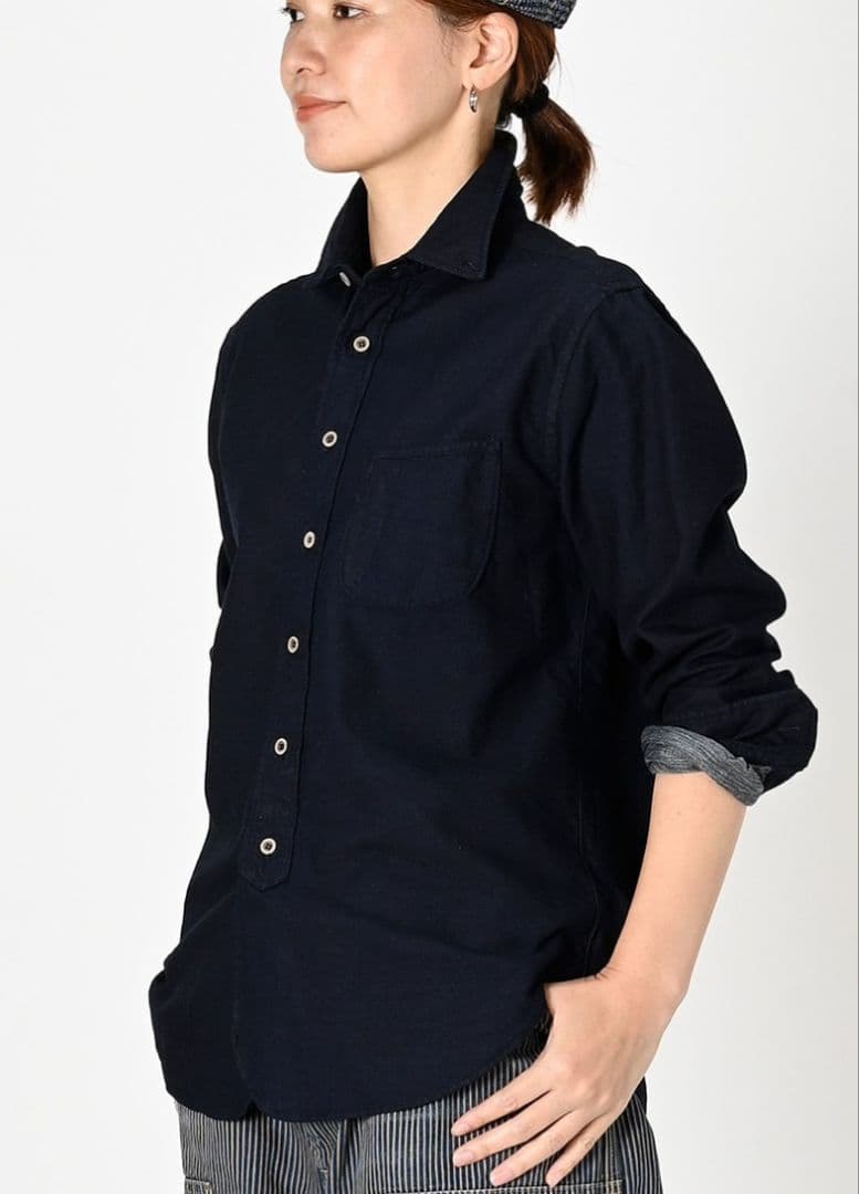 45R 二重織の908ローファーシャツ（インディゴ）