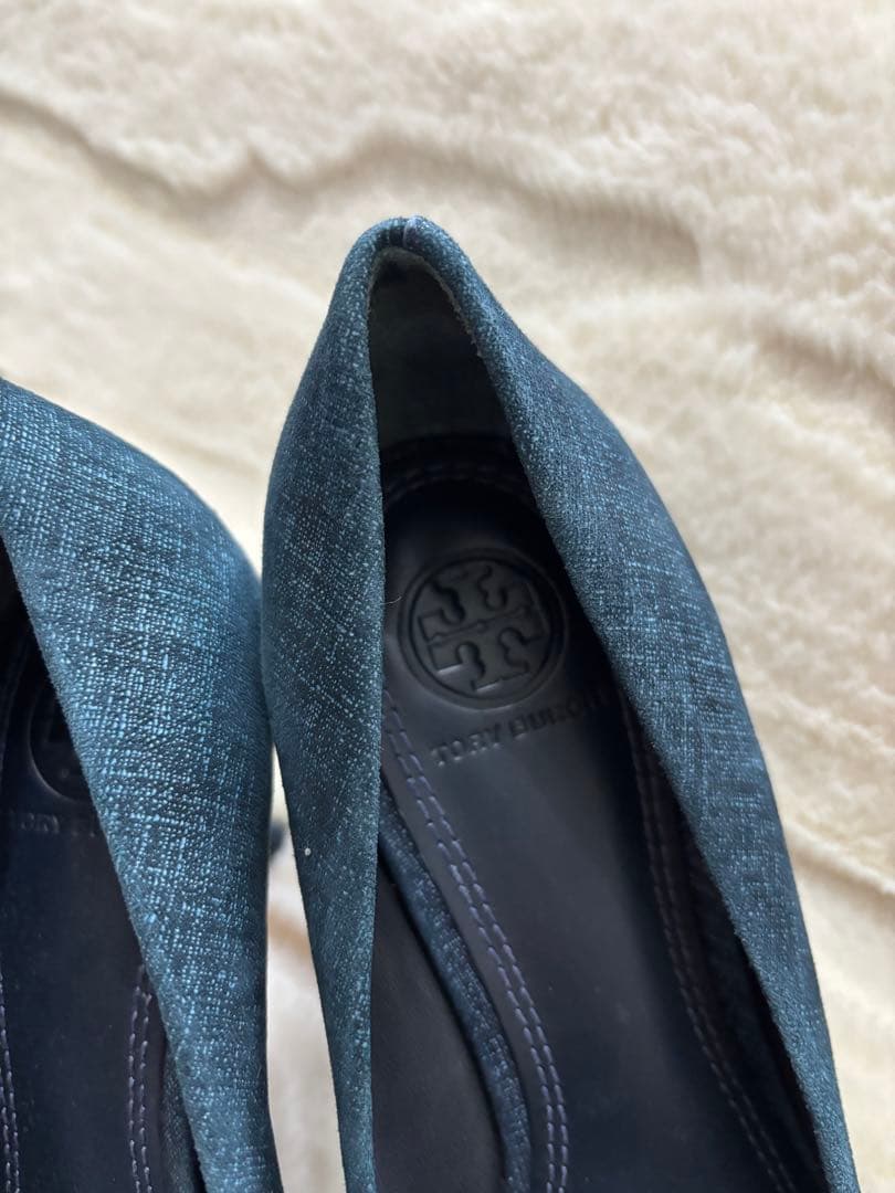 極美品⭐️Tory Burch ダークブルー リボン付きハイヒール