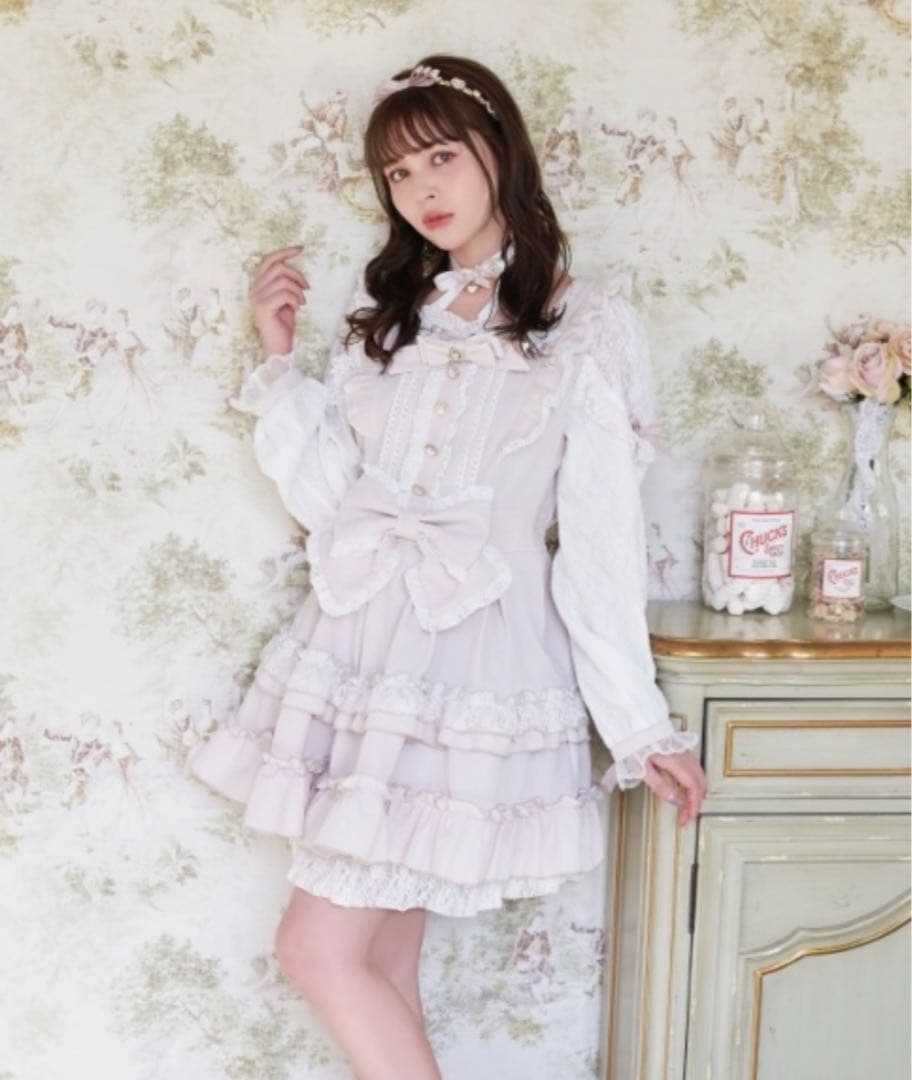 LIZLISA リズリサ ティアラリボンティアードワンピース ピンク