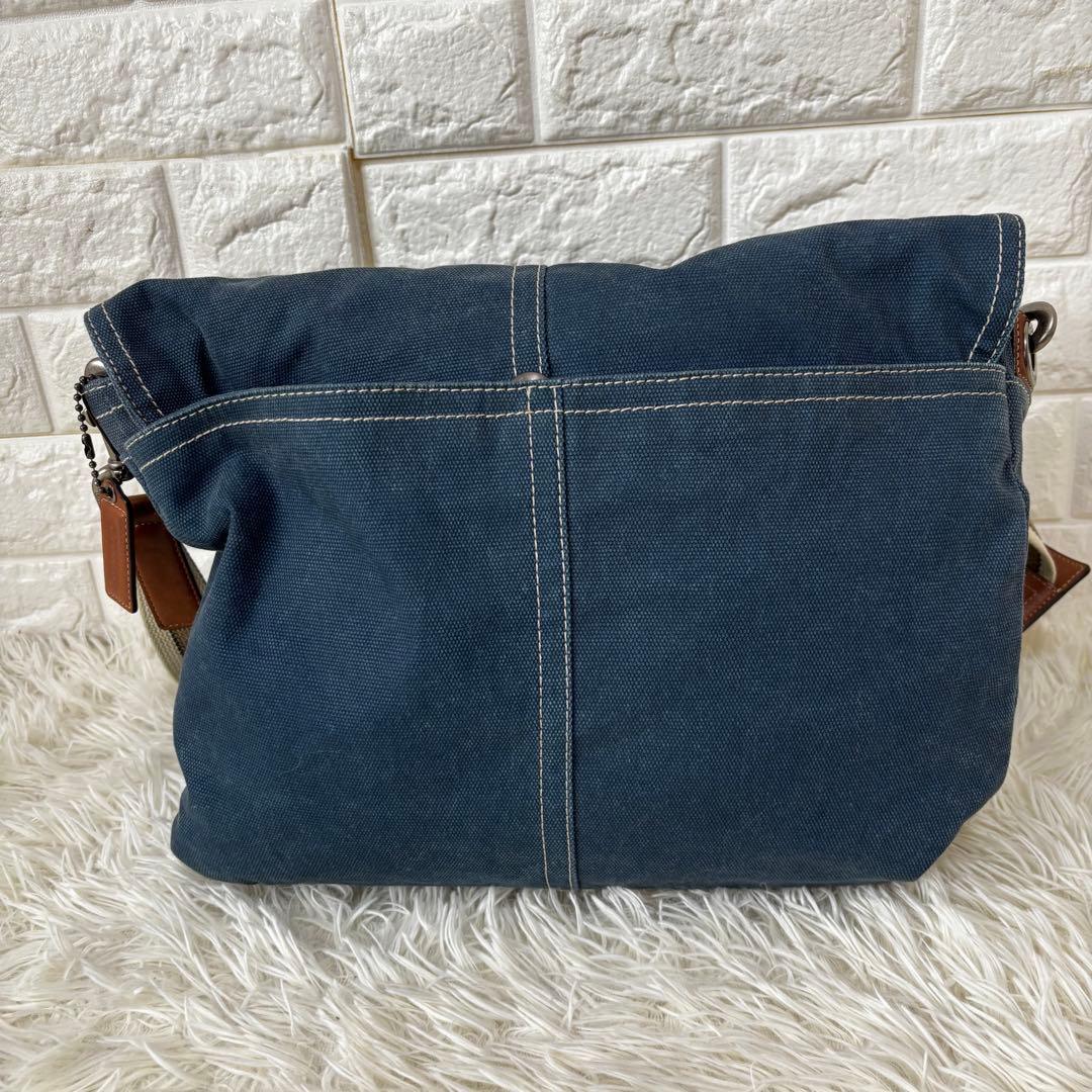 COACH✨70381 デニム　メッセンジャーメンズバッグ　フラップ　インディゴ