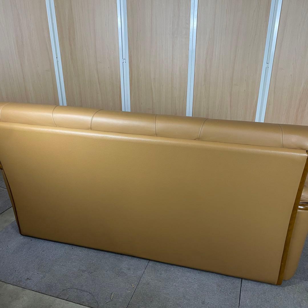 【送料込】浜本工芸　3人がけソファー　本革　ブラウン　高級ソファ