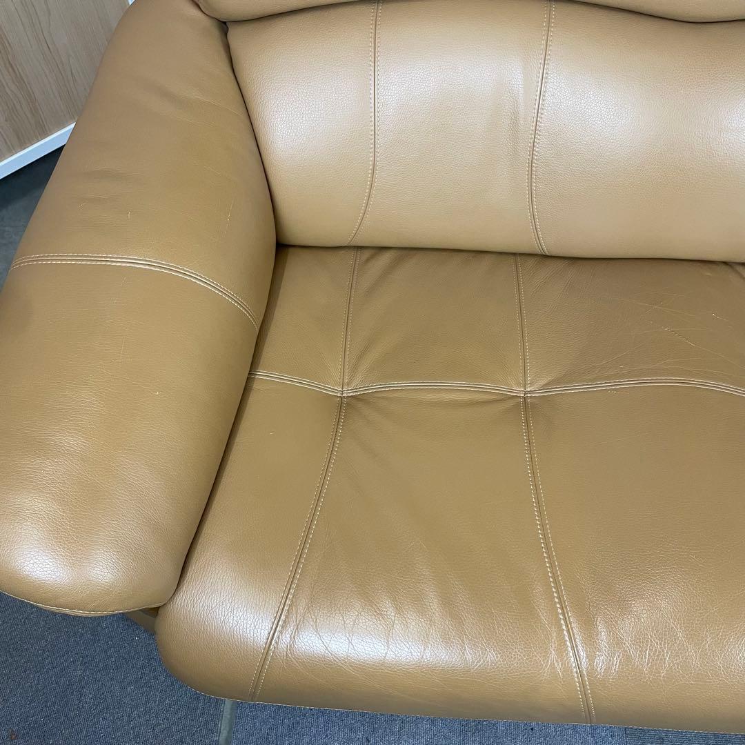 【送料込】浜本工芸　3人がけソファー　本革　ブラウン　高級ソファ