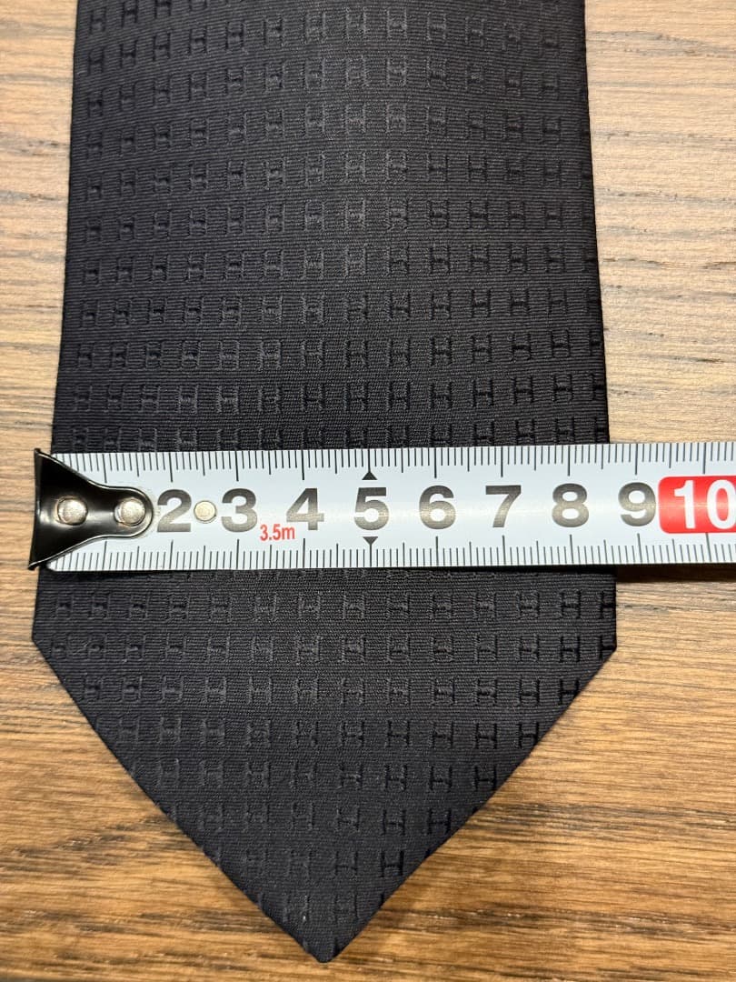 【定価4万円】HERMES エルメス H柄 ファソネ 総ロゴ ネクタイ ブラック