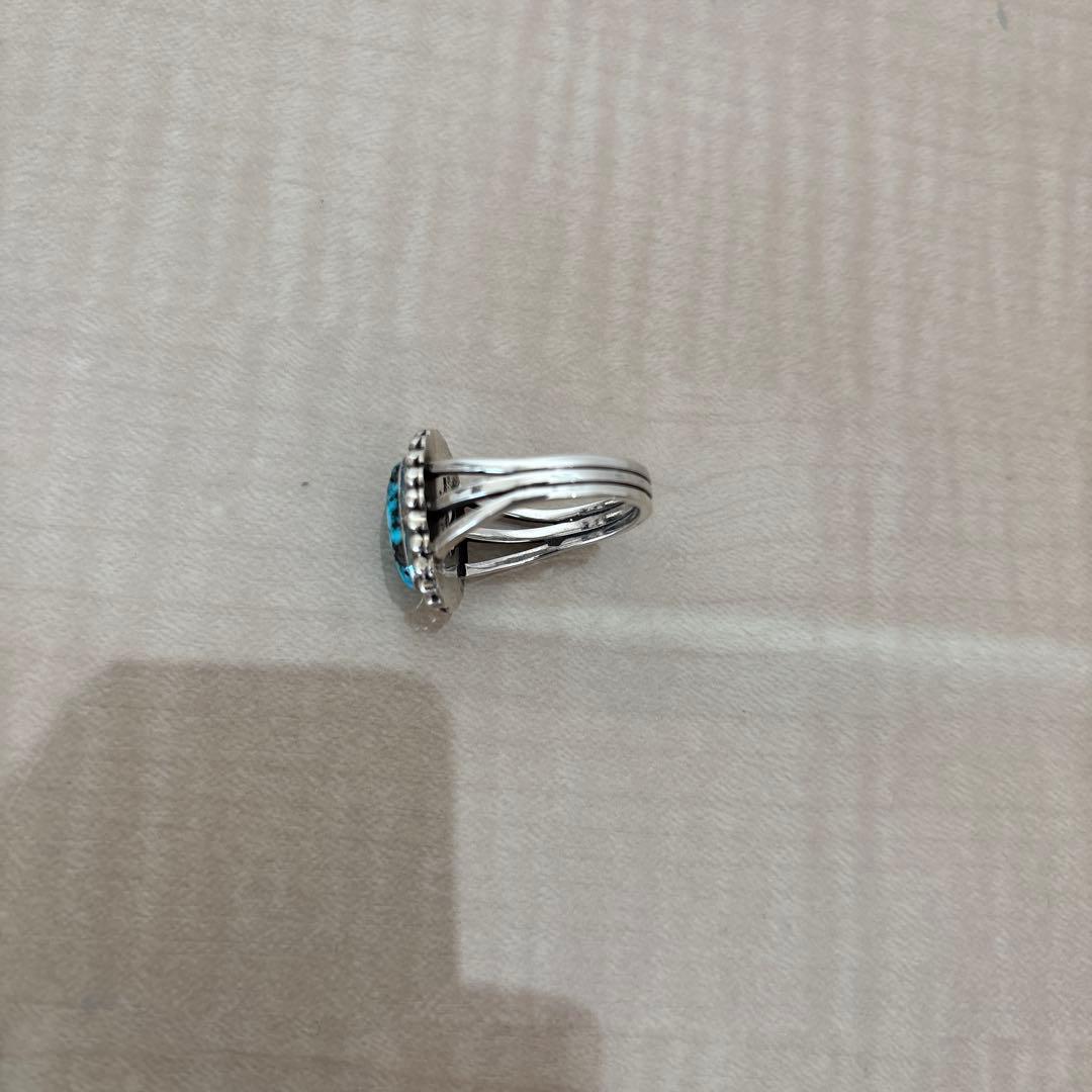 23号　インディアンジュエリー　ブラックウェブキングマン　ターコイズリング