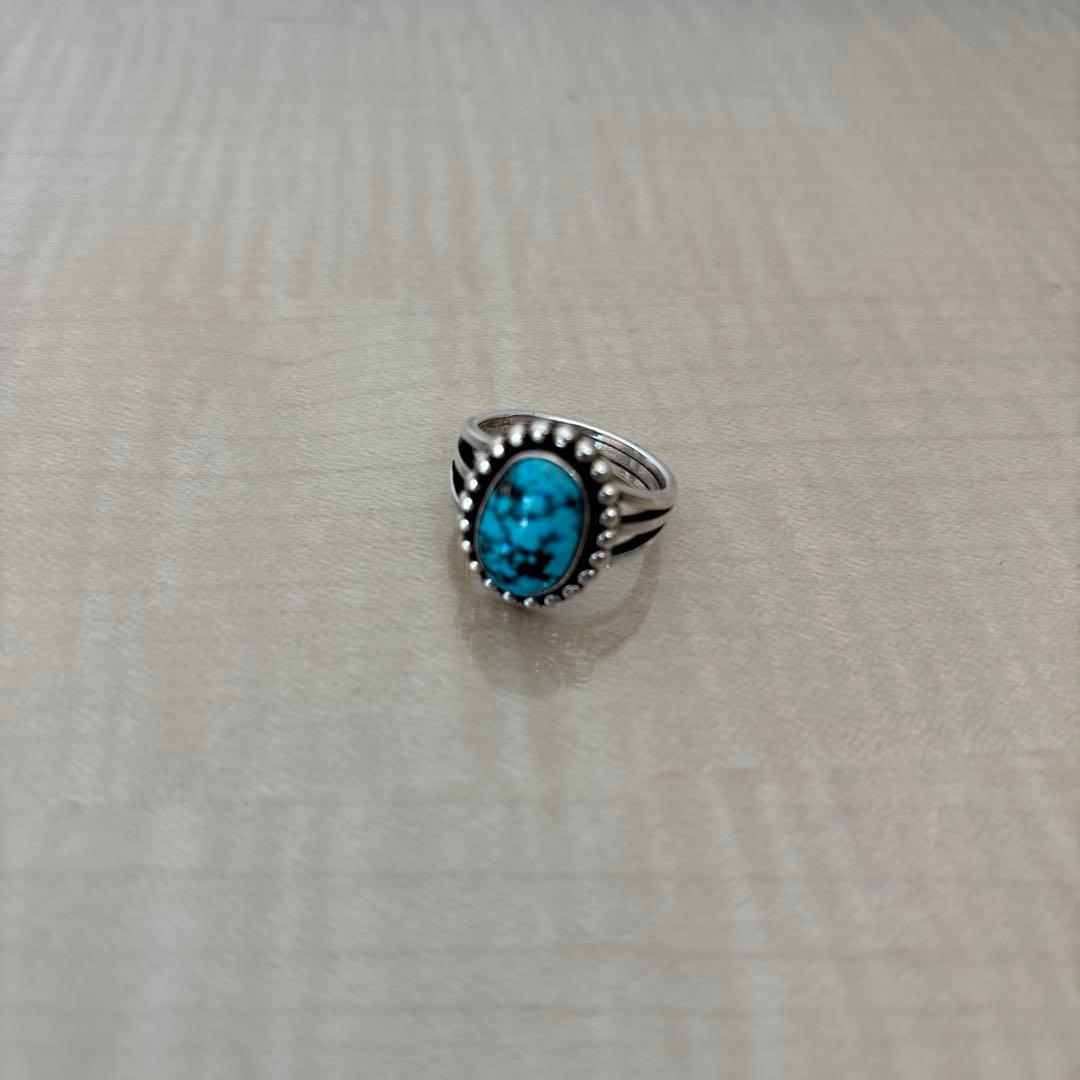 23号　インディアンジュエリー　ブラックウェブキングマン　ターコイズリング
