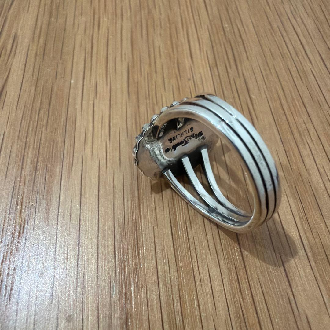 23号　インディアンジュエリー　ブラックウェブキングマン　ターコイズリング