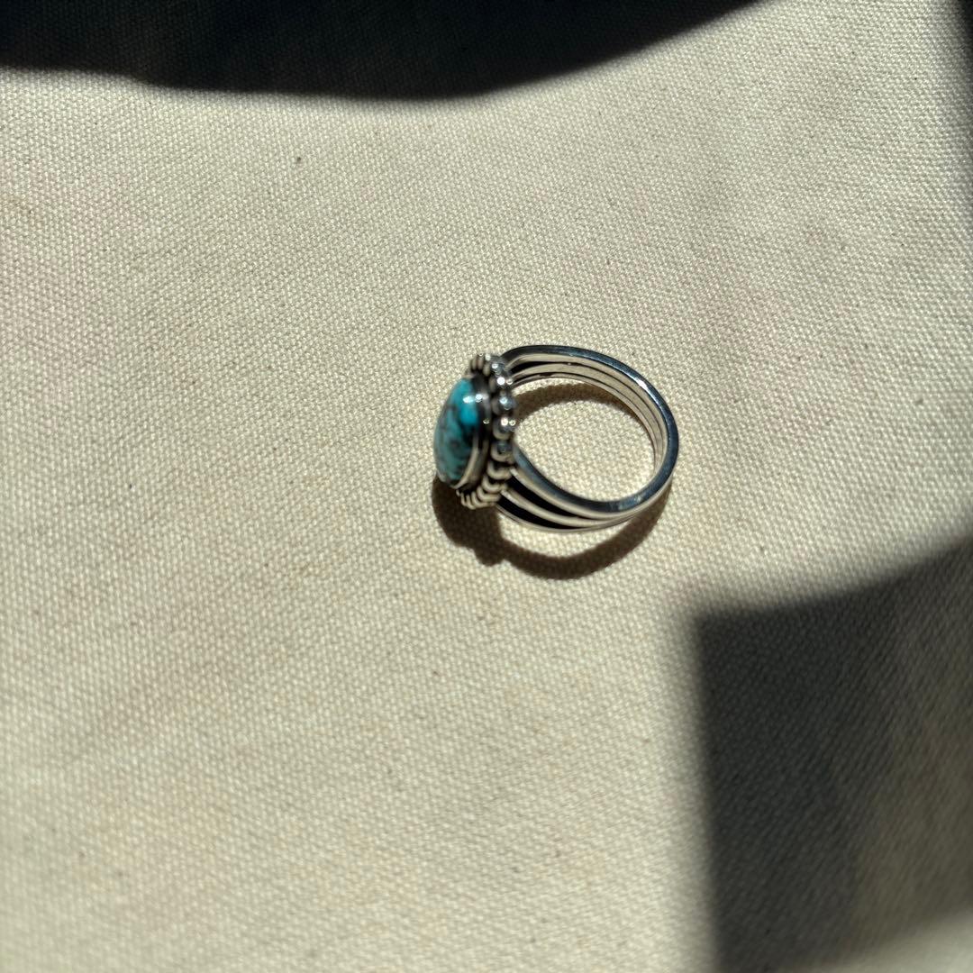 23号　インディアンジュエリー　ブラックウェブキングマン　ターコイズリング