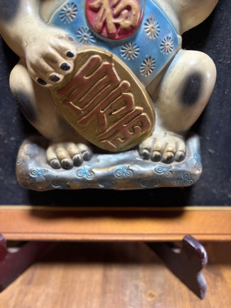 招き猫　レトロ　額装　立体　額立て付き　希少