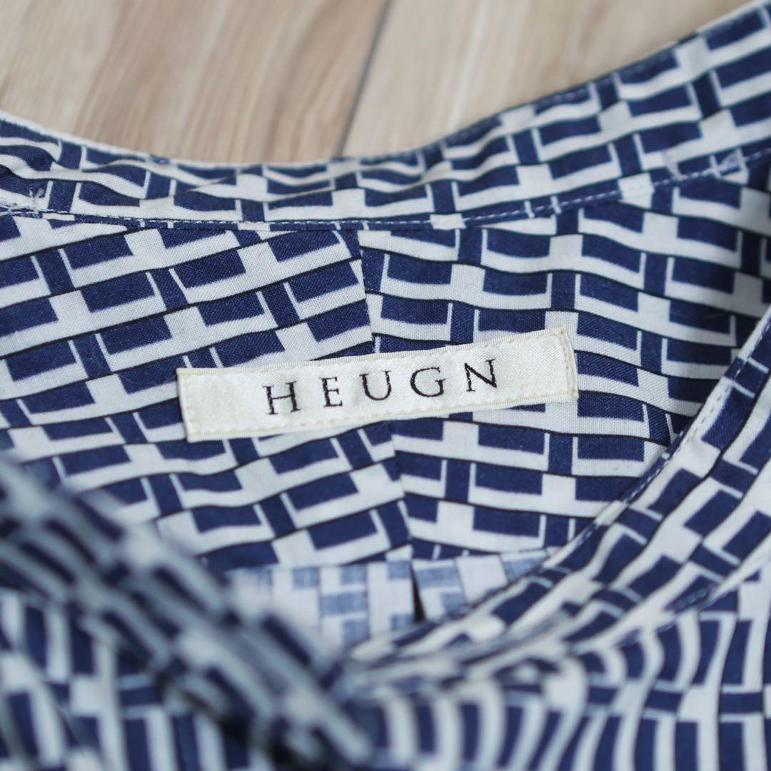 【試着のみ】HEUGNユーゲンMorrisPRINT090バンドカラーシャツ 2