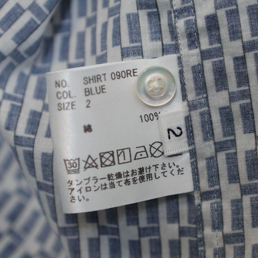 【試着のみ】HEUGNユーゲンMorrisPRINT090バンドカラーシャツ 2