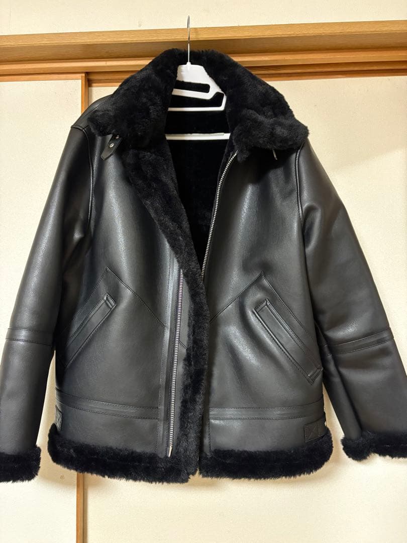 DoffJason ブラックファー付きライダースジャケット Lサイズ