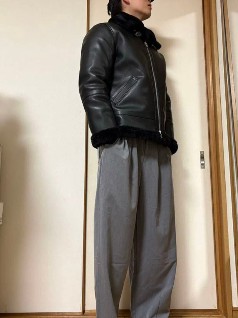 DoffJason ブラックファー付きライダースジャケット Lサイズ