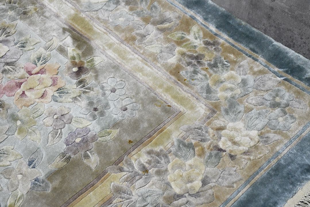 EEK91 大判 中国緞通 306×243cm 長方形 カーペット 手織絨毯