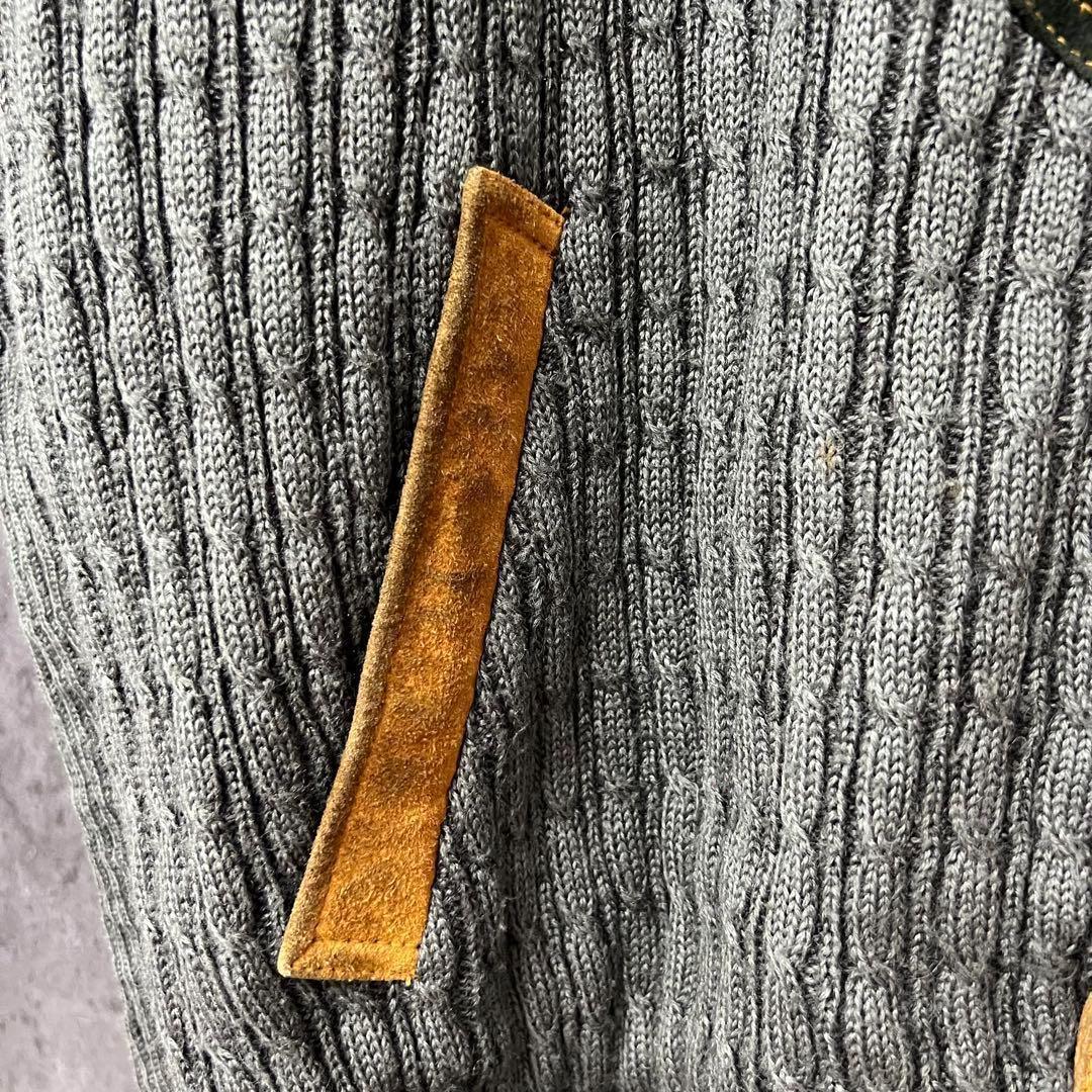 ユーロ古着【レザー・スエード ニットネイティブ】中綿 ジャケット メンズ2XL